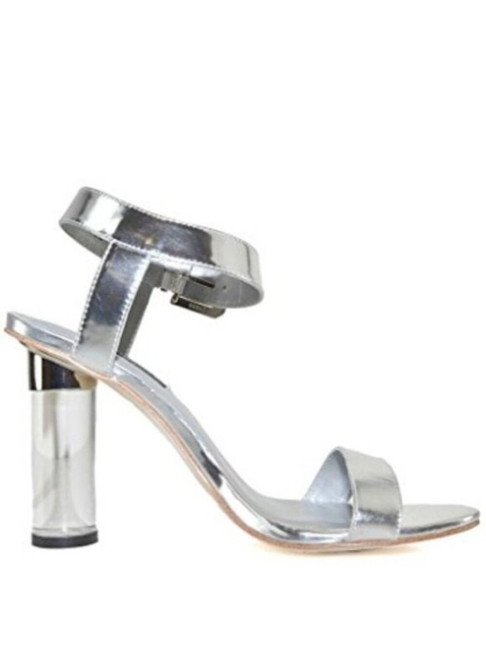 Senso Diffusion Silver Sadie II Peep toe glass slipper heeled Sandals size 8